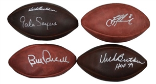 Autographed NFL Football Lot of Four (Parcels, Aikman, Butkus and Sayers)